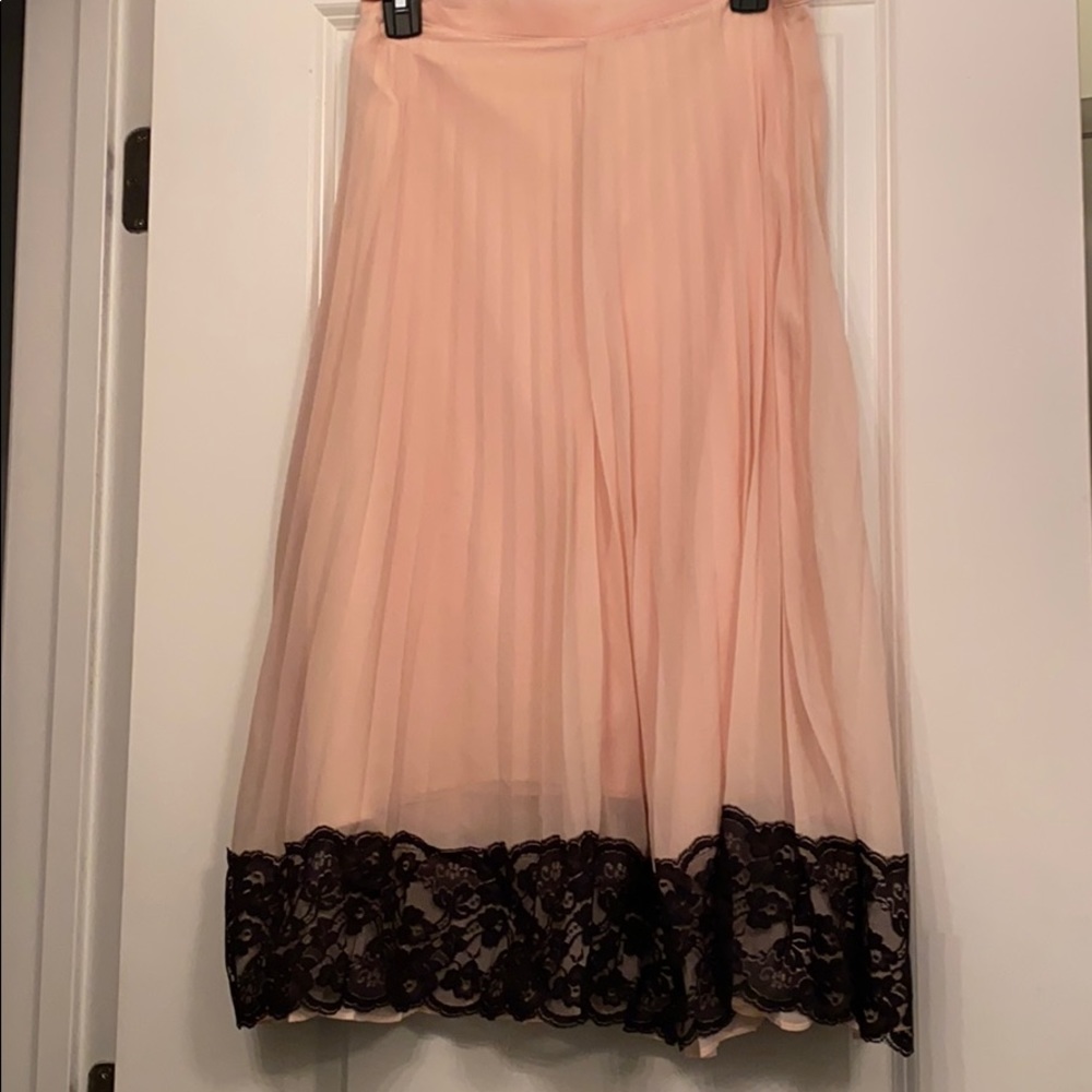 New York and Company Pink and Black Pleated Skirt